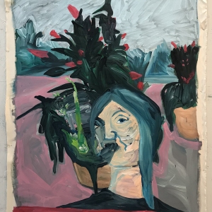I Am Eating A Cactus / 100 cm x 120 cm / Acrylic on unstretched canvas / 2018
